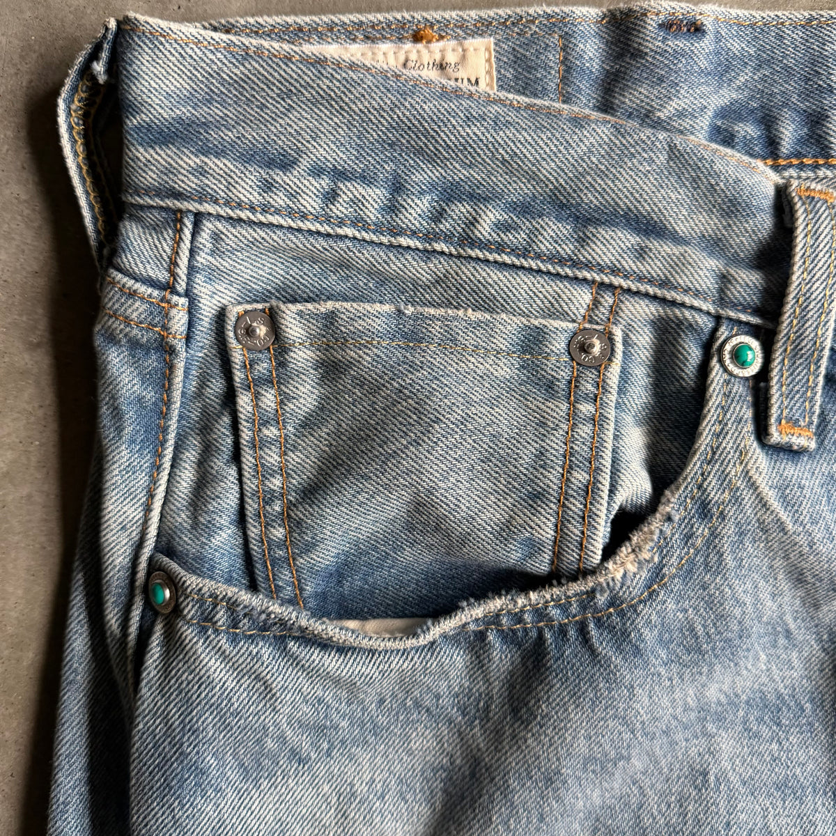 Levi’s LVC Lot 501 Turquoise Rivet Sashiko Redline Selvedge Jeans