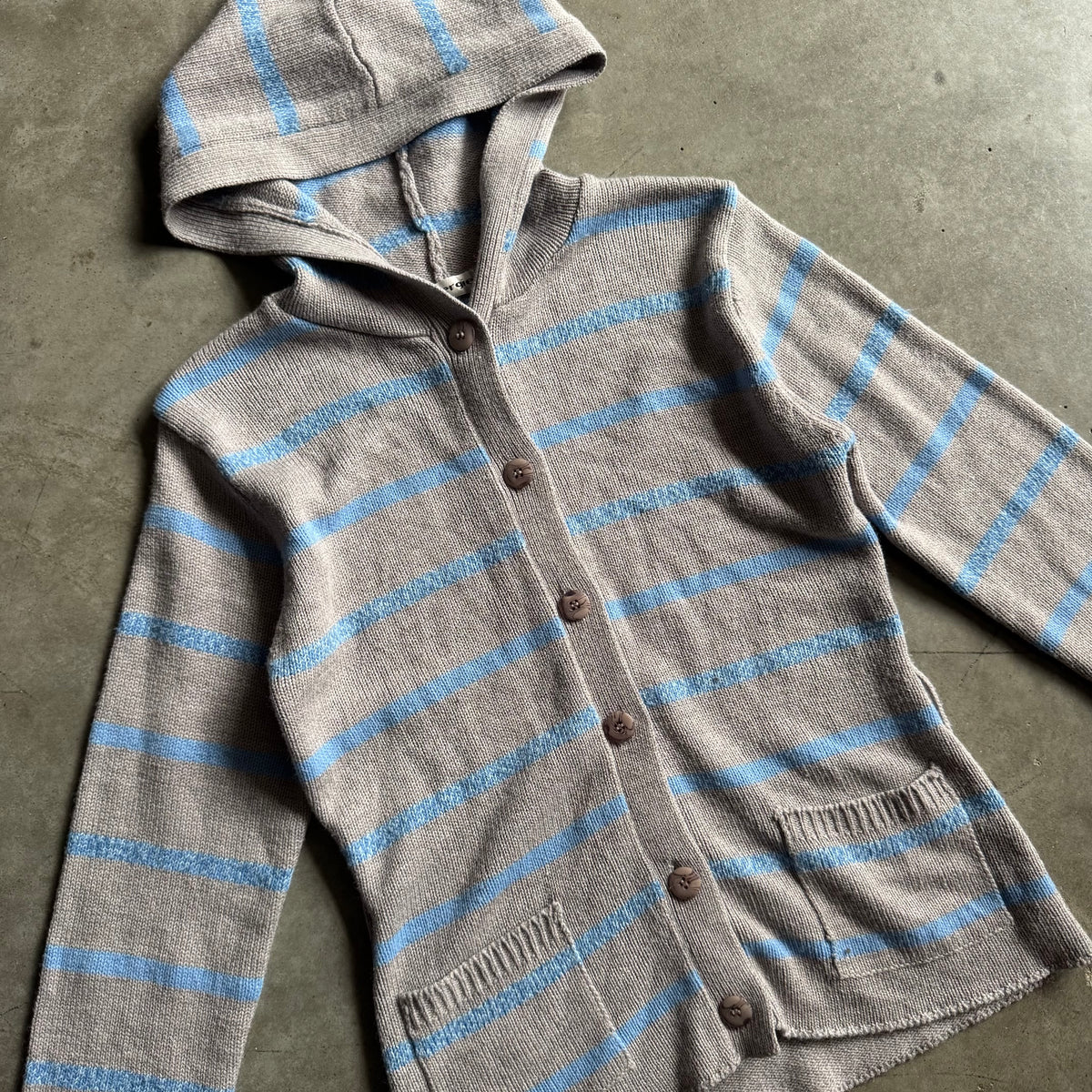 Women’s Vintage Energie Blue/Grey Grandpa Cardigan w/Hood