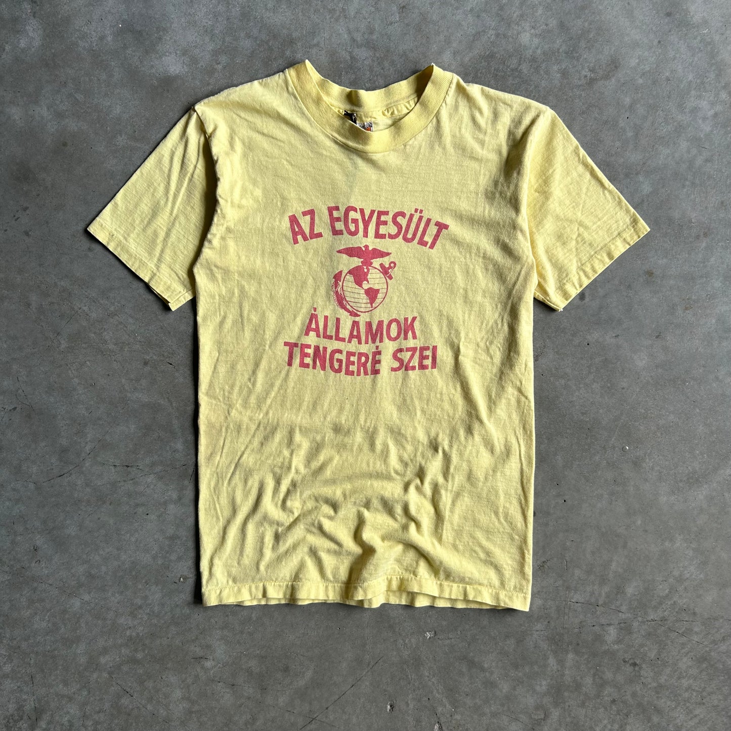 70s Hungarian United States Marines Hanes Yellow Tee