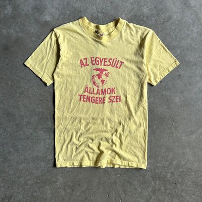 70s Hungarian United States Marines Hanes Yellow Tee