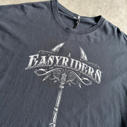 Y2K Easyriders Battle Axe Skull Graphic Pocket T Shirt