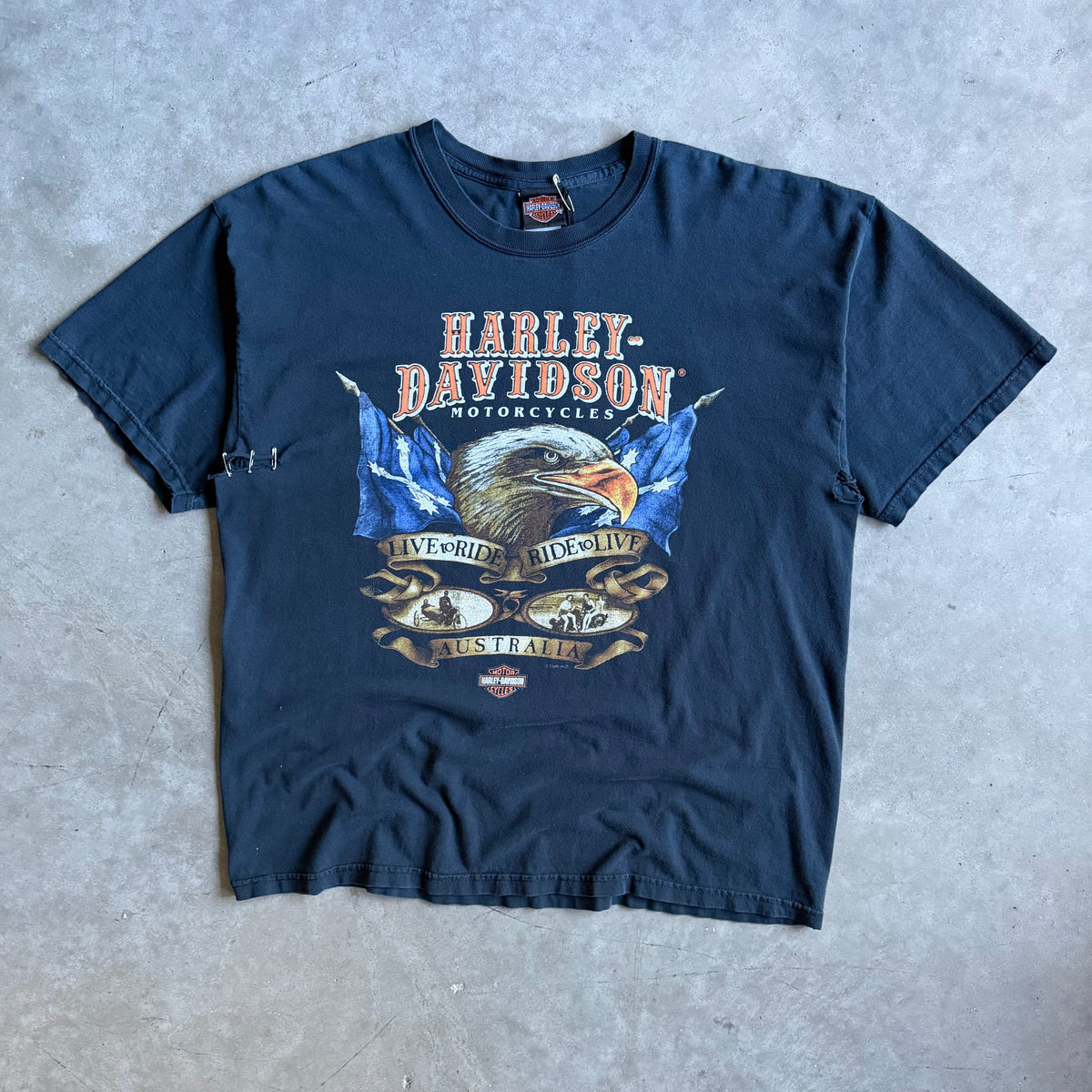 Vintage Thrashed Harley Davidson Eagle Australia T Shirt