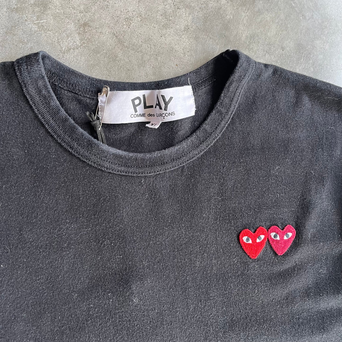 Comme Des Garçon Play Double Heart Black T Shirt