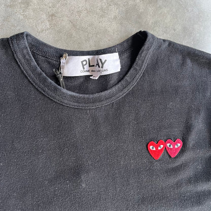 Comme Des Garçon Play Double Heart Black T Shirt