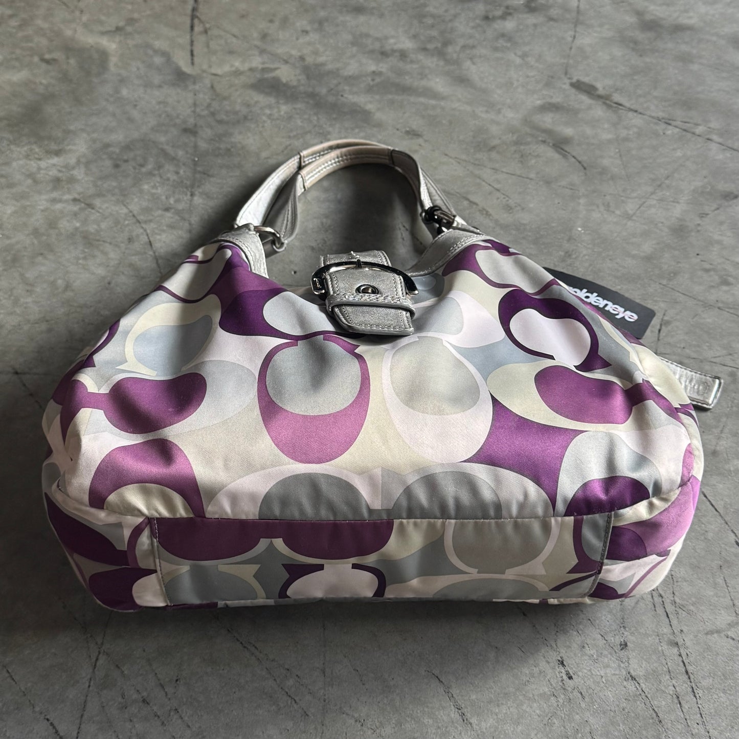 Y2K Coach SoHo Hobo Bag In Purple/Silver Signature Print