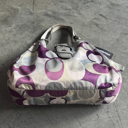 Y2K Coach SoHo Hobo Bag In Purple/Silver Signature Print