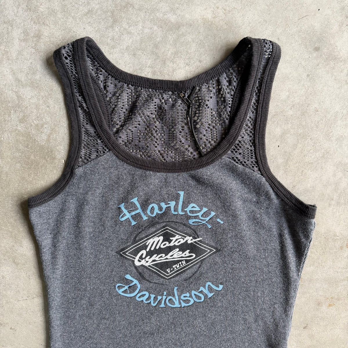 Y2K Women’s Harley Davidson Half Mesh Sleeveless Tee