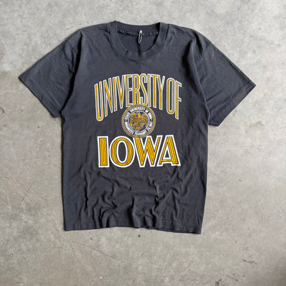 Vintage University Of Iowa Crest Spell-Out Black Tee