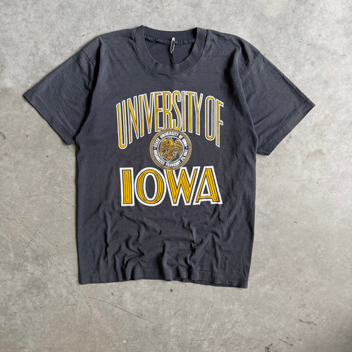 Vintage University Of Iowa Crest Spell-Out Black Tee