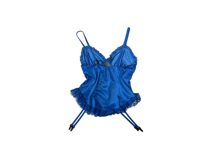 Women’s Nan Flower Blue Lace Camisole With Garter Clips