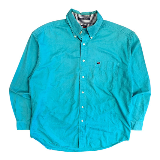 Vtg Tommy Hilfiger Teal Oxford Shirt