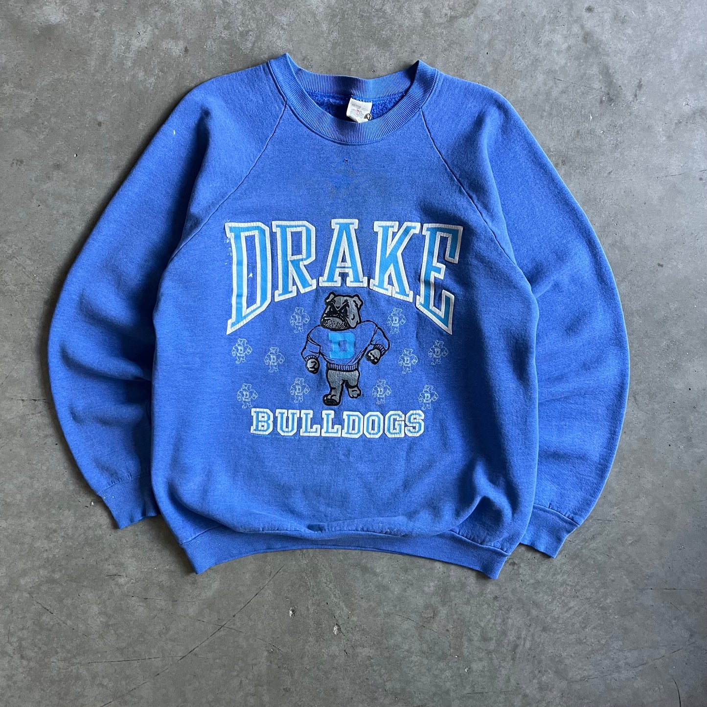 Vintage Drake University Bulldogs Mascot Multi-Print Raglan Sweatshirt