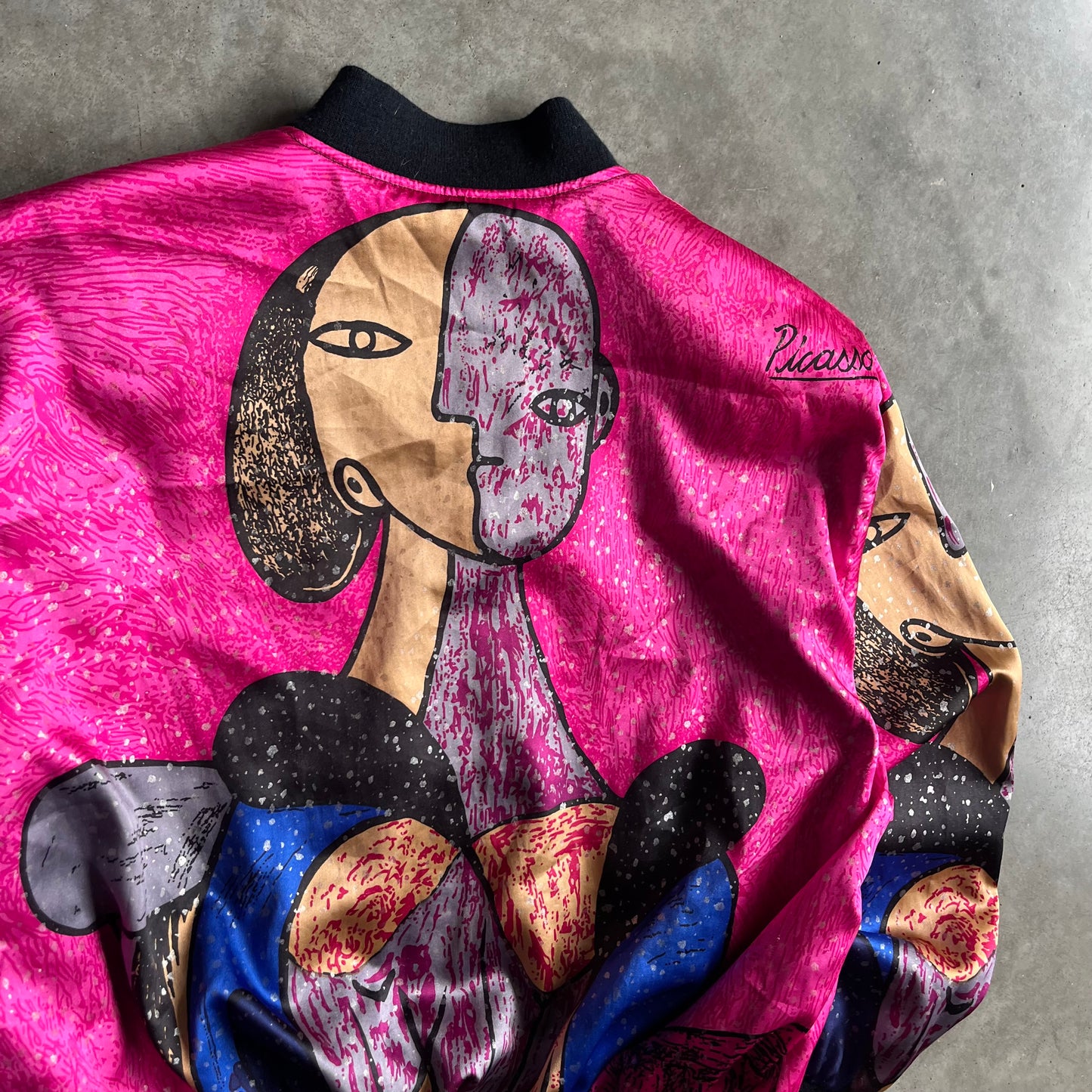 Vintage Pablo Picasso Abstract Art Graphic Satin Bomber jacket