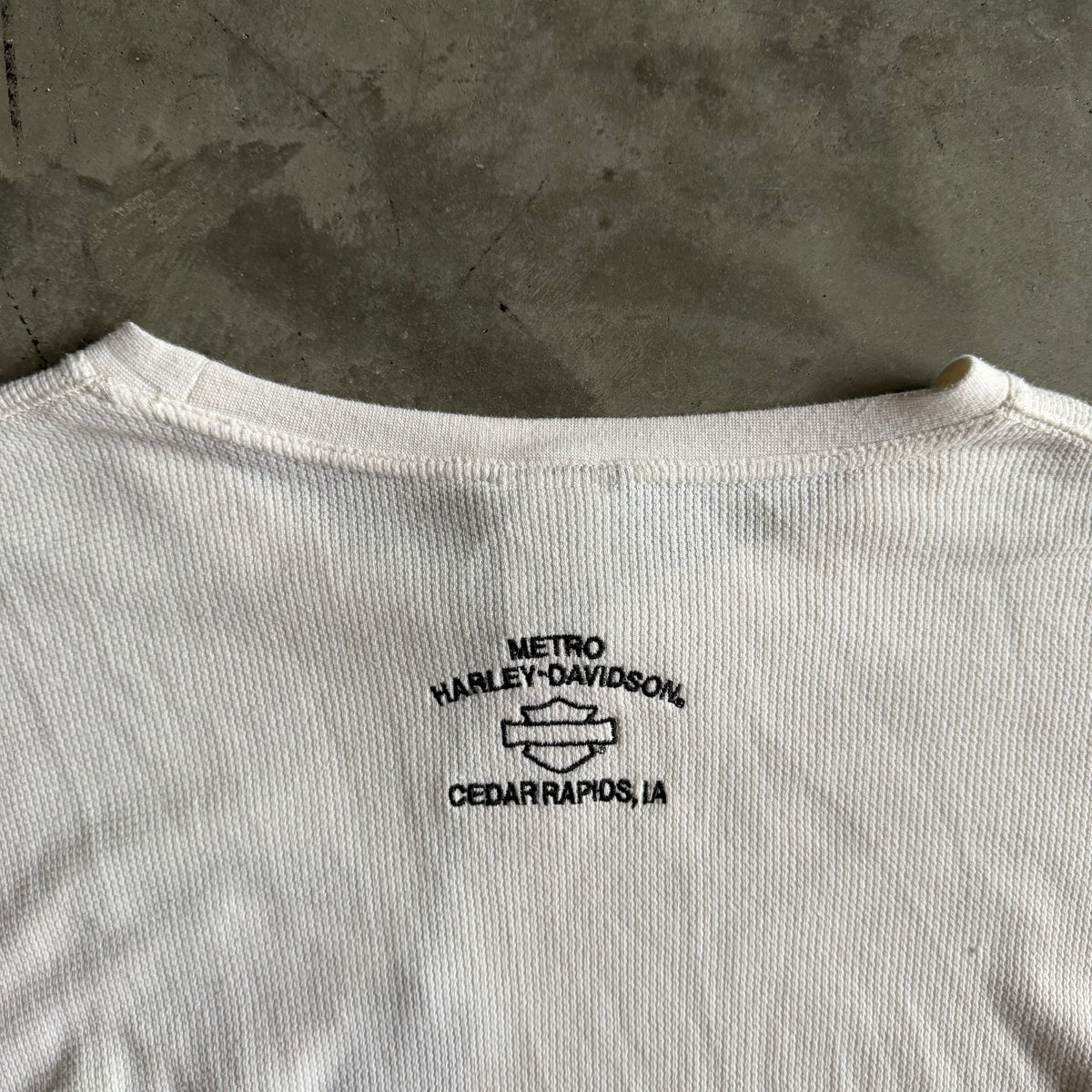 Y2K Harley Davidson Waffle Knit Cream Longsleeve