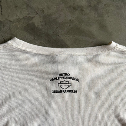 Y2K Harley Davidson Waffle Knit Cream Longsleeve