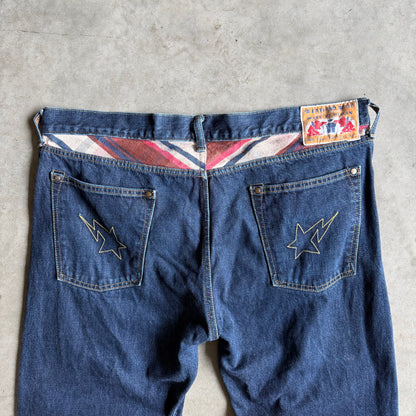 A Bathing Ape Indigo Denim Star Embroidered Jeans