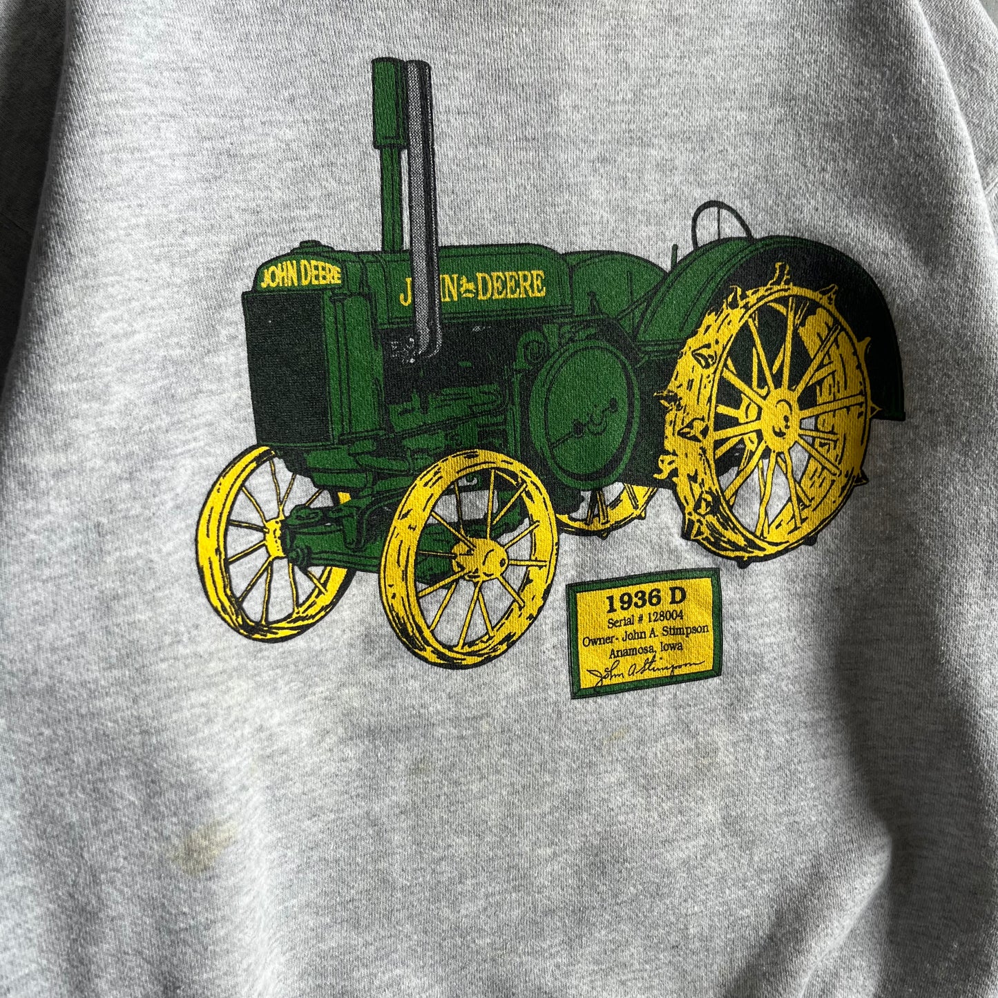 Vintage John Deere 1936 D Tractor Grey Sweatshirt