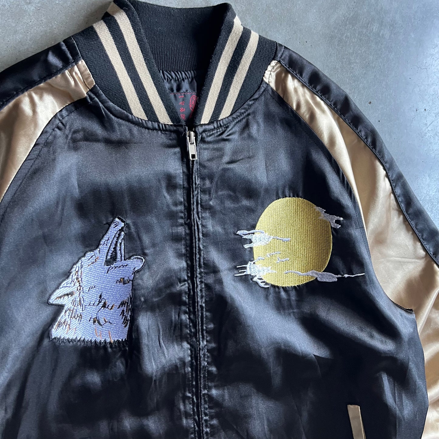 Satin Embroidered Wolf Sukajan Jacket