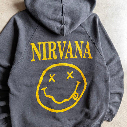 Vintage Nirvana Spell Out Smiley Face Euro Bootleg Hoodie