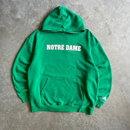Y2K Adidas Notre Dame Gold Border Spell-Out Hoodie