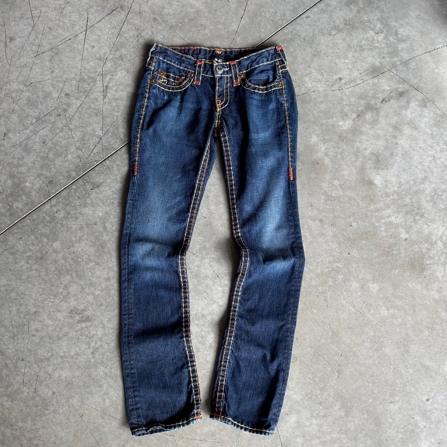 Women’s Y2K True Religion Low Rise Bootcut Contrast Stitching Jeans