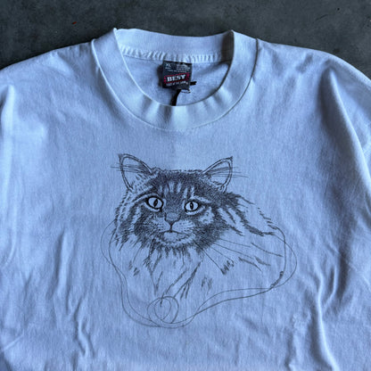 Vintage Fluffy Cat Chest Graphic Tee