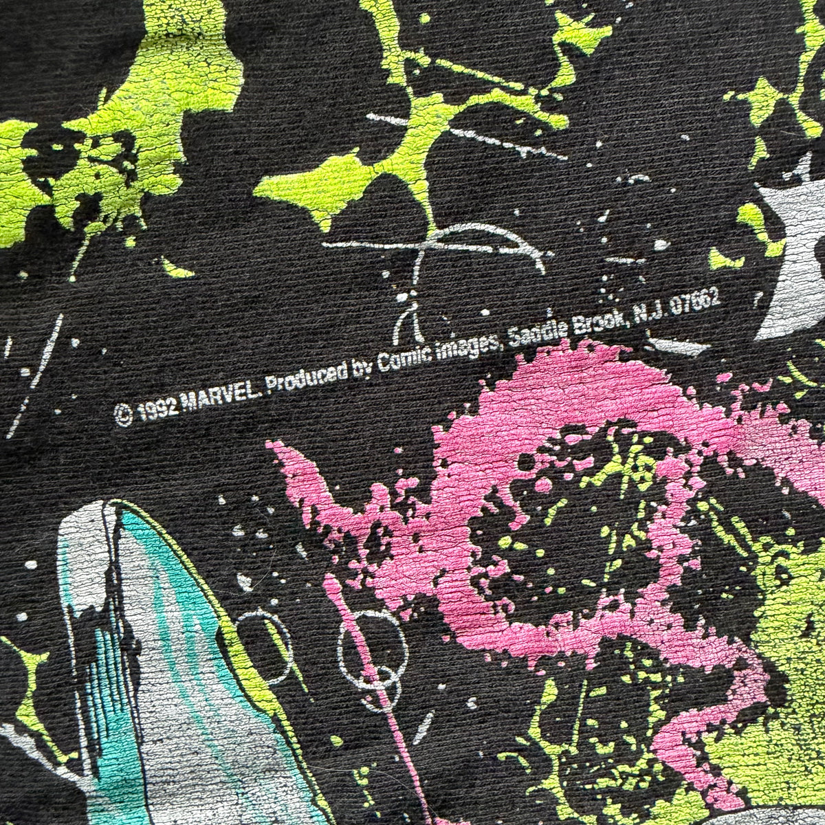 Vintage Marvel Comic Images Silver Surfer Fantastic Four Black Faded Tee
