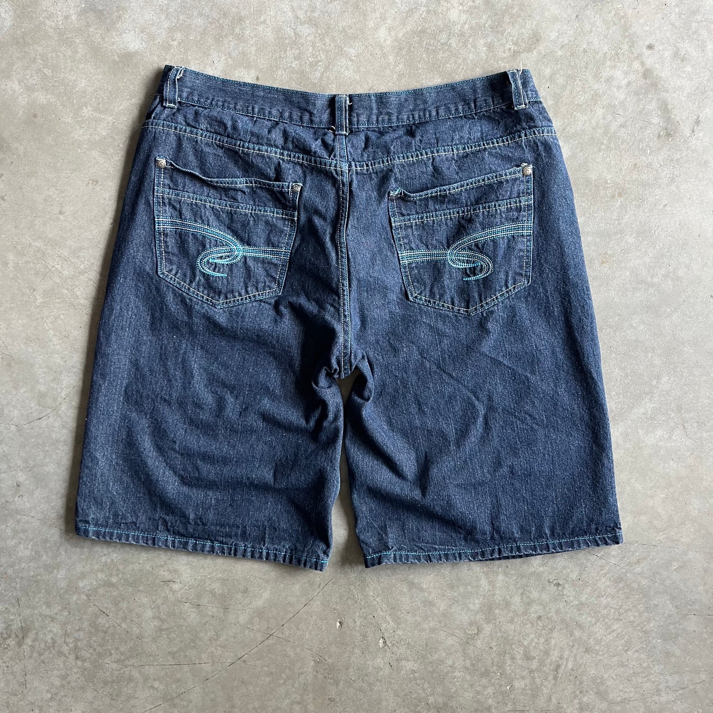 Y2K Jingu Blue Stitch Indigo Jorts