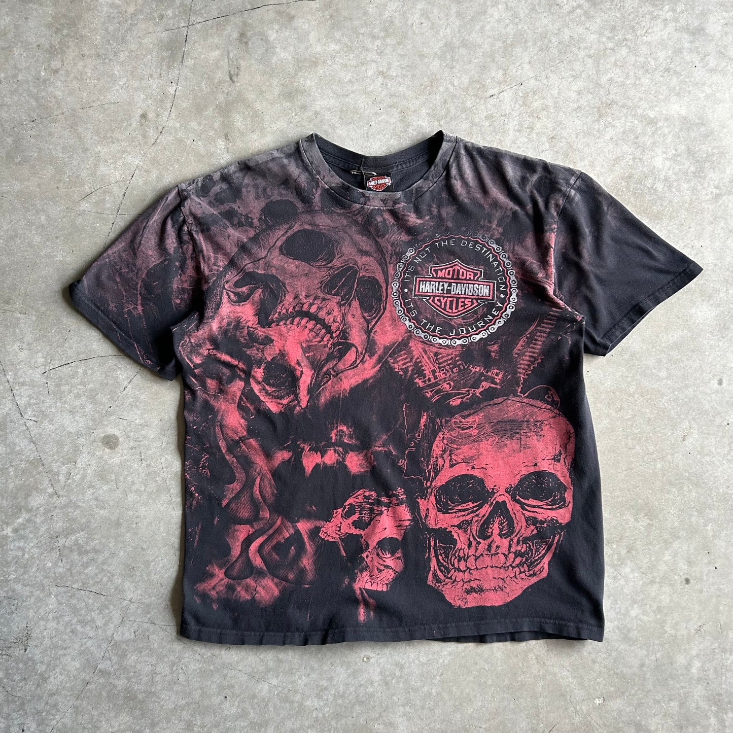 Y2K Harley Davidson Red Skull AOP T Shirt