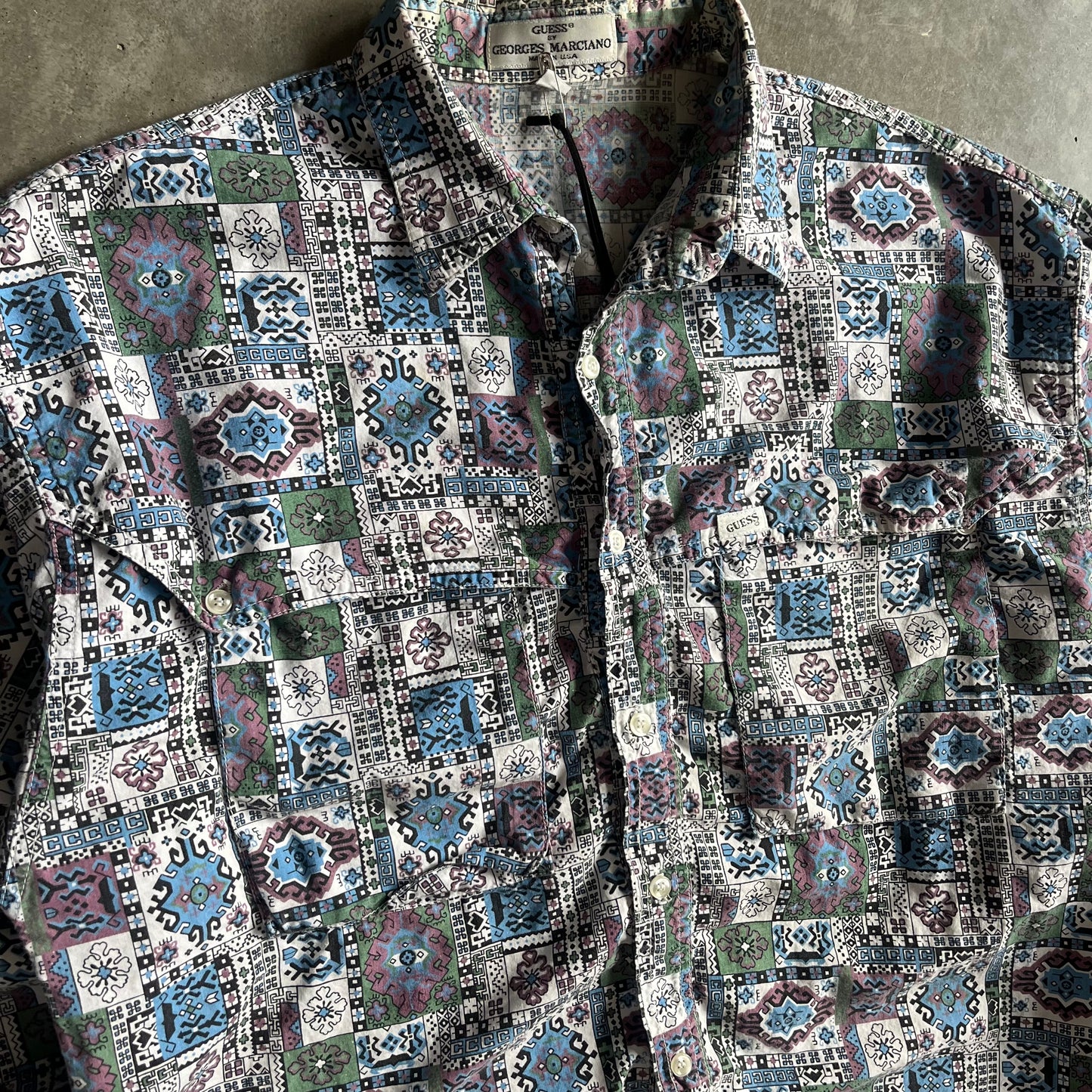 Vintage Guess Abstract Button Down Shirt