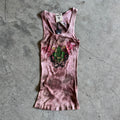 Y2K Vocal Brown Tie Dye Rhinestone Fleur Tank
