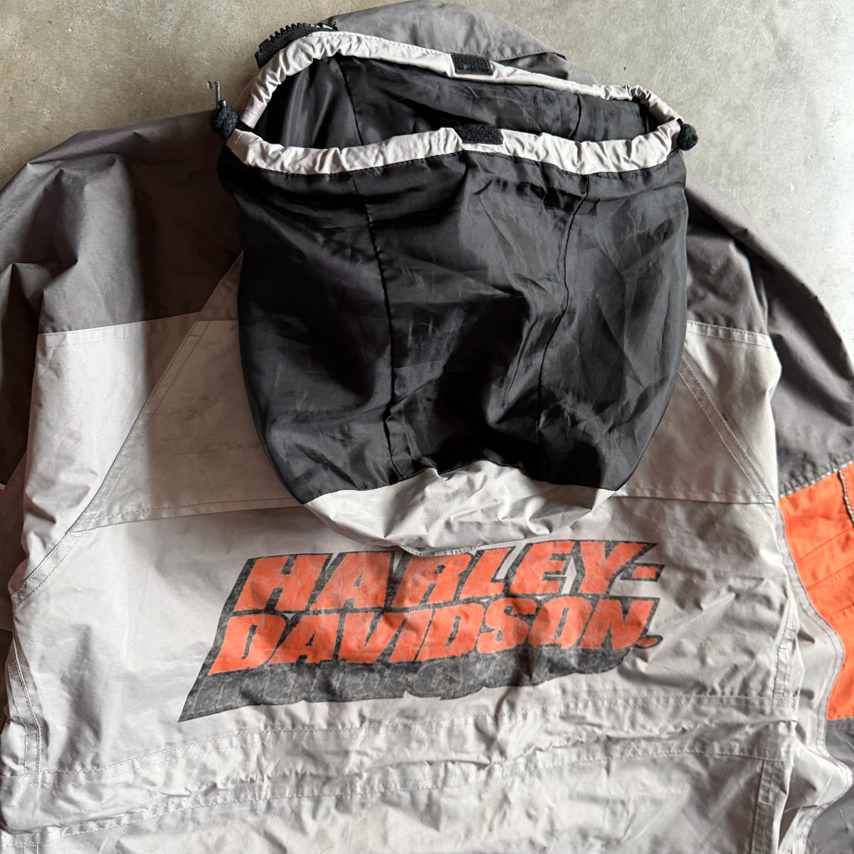 Y2K Harley Davidson Gray & Orange Windbreaker Jacket