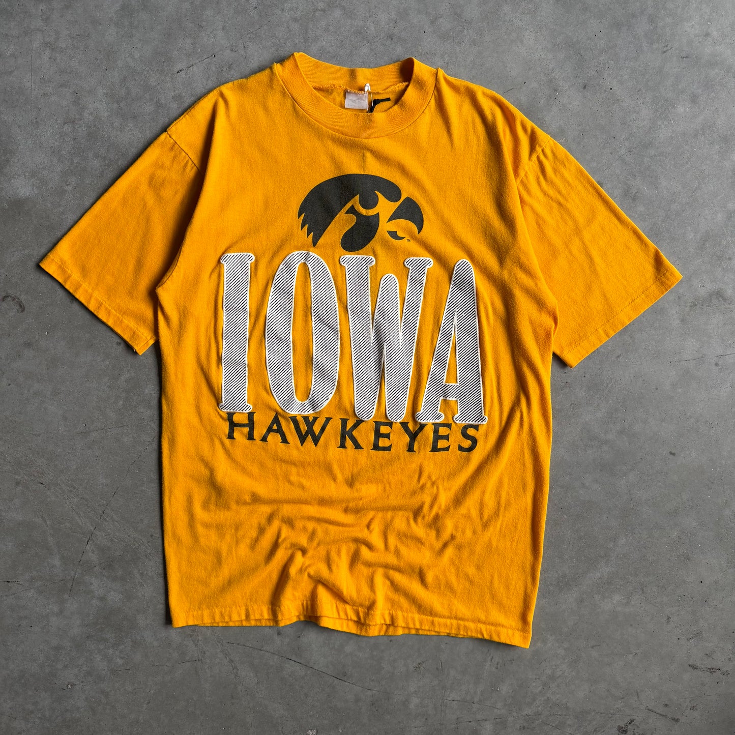 Vintage Artex University Of Iowa Yellow Graphic T Shirt Single Stitch