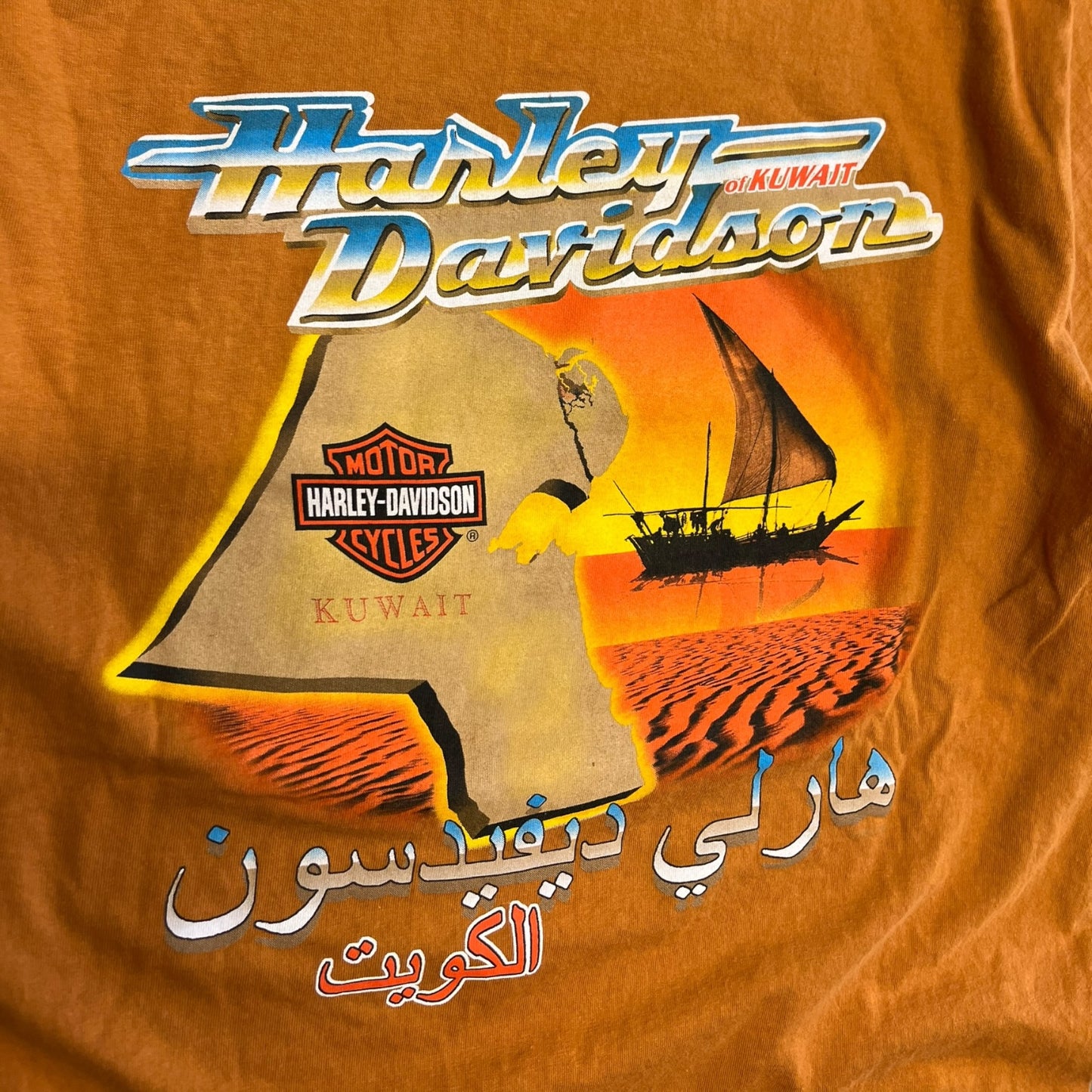 Y2K Harley Davidson ‘Get Gone’ Orange Arabic Tee