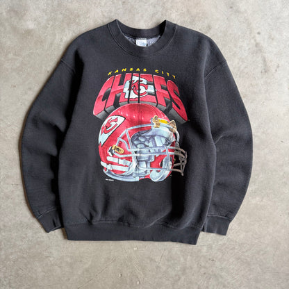 Vintage Kansas City Chiefs Salem Big Helmet Black Sweatshirt
