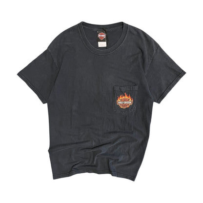 Y2K Harley Davidson Flame Emblem Pocket Tee Zylstra