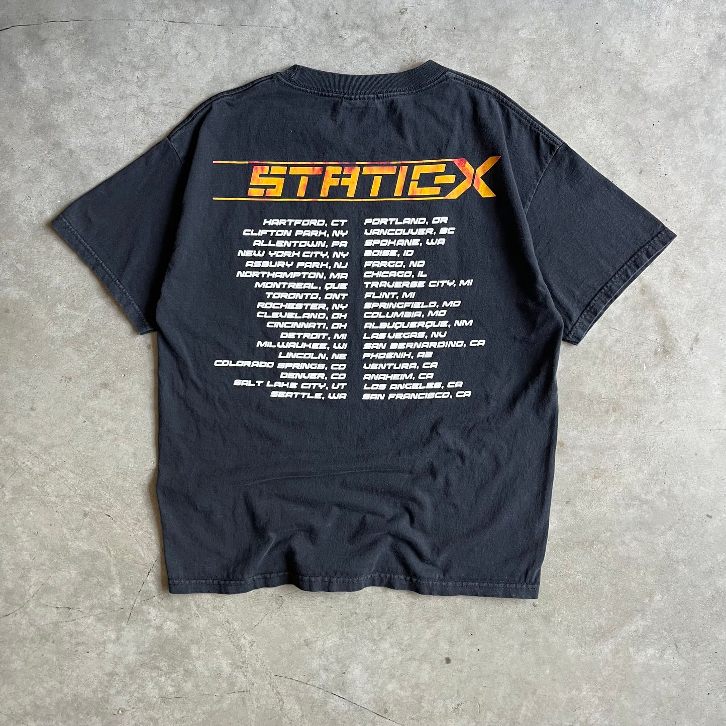 2003 Static-X Infared Black Graphic T Shirt With Tour Dates