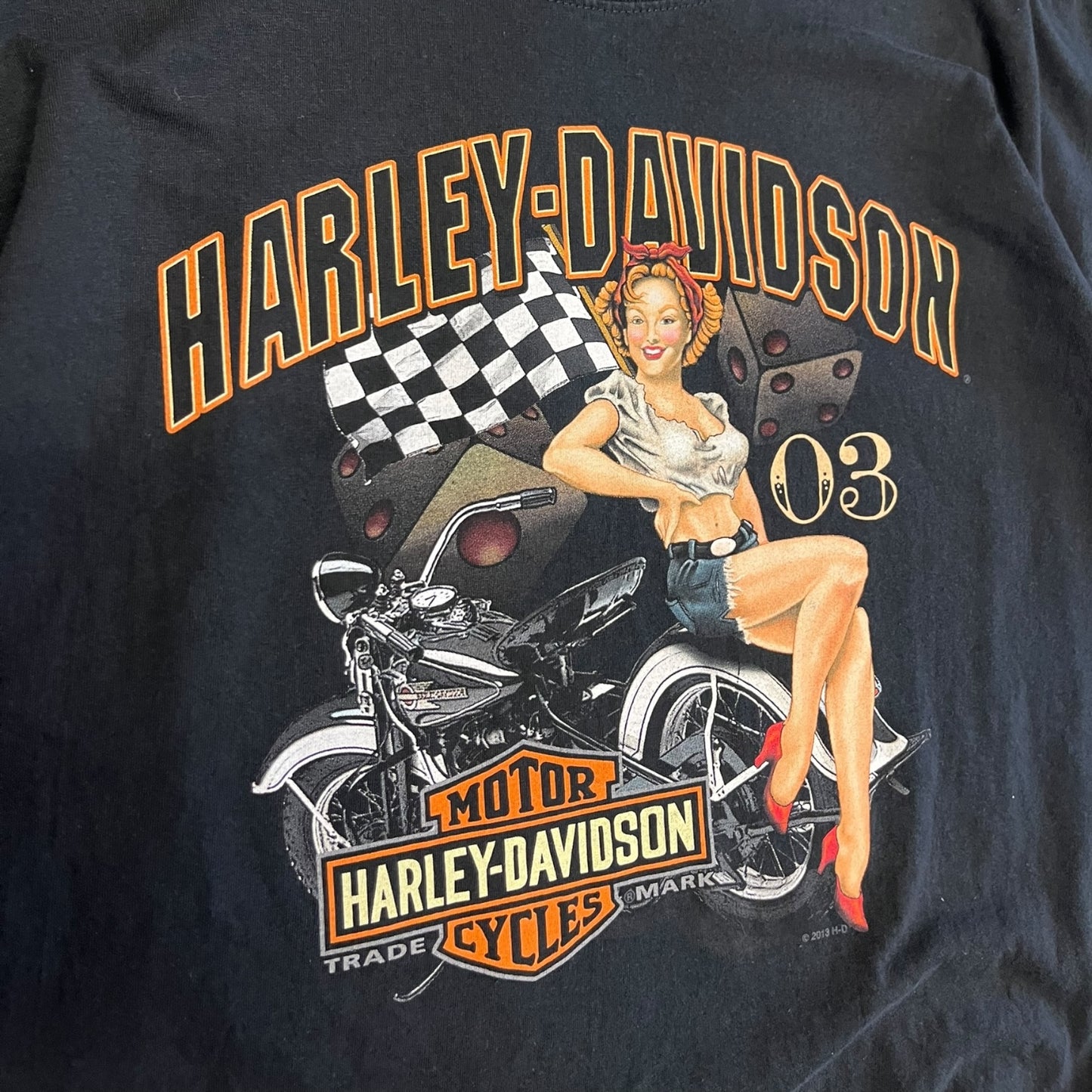 Chipp’s Harley Davidson Checkered Flag Women Tee