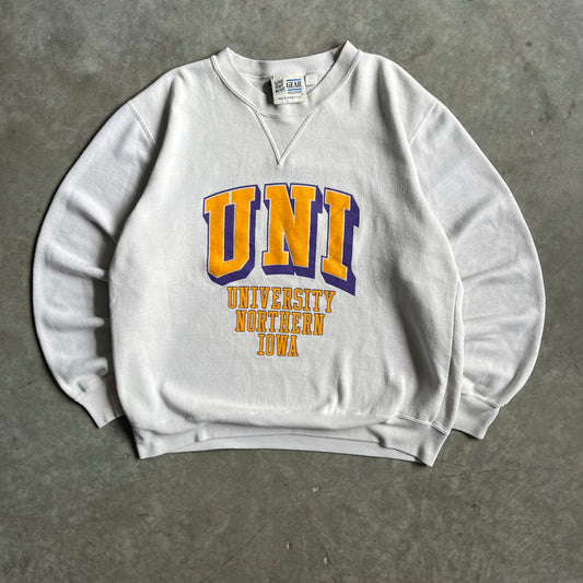 Vintage UNI Big Spell-Out White Sweatshirt