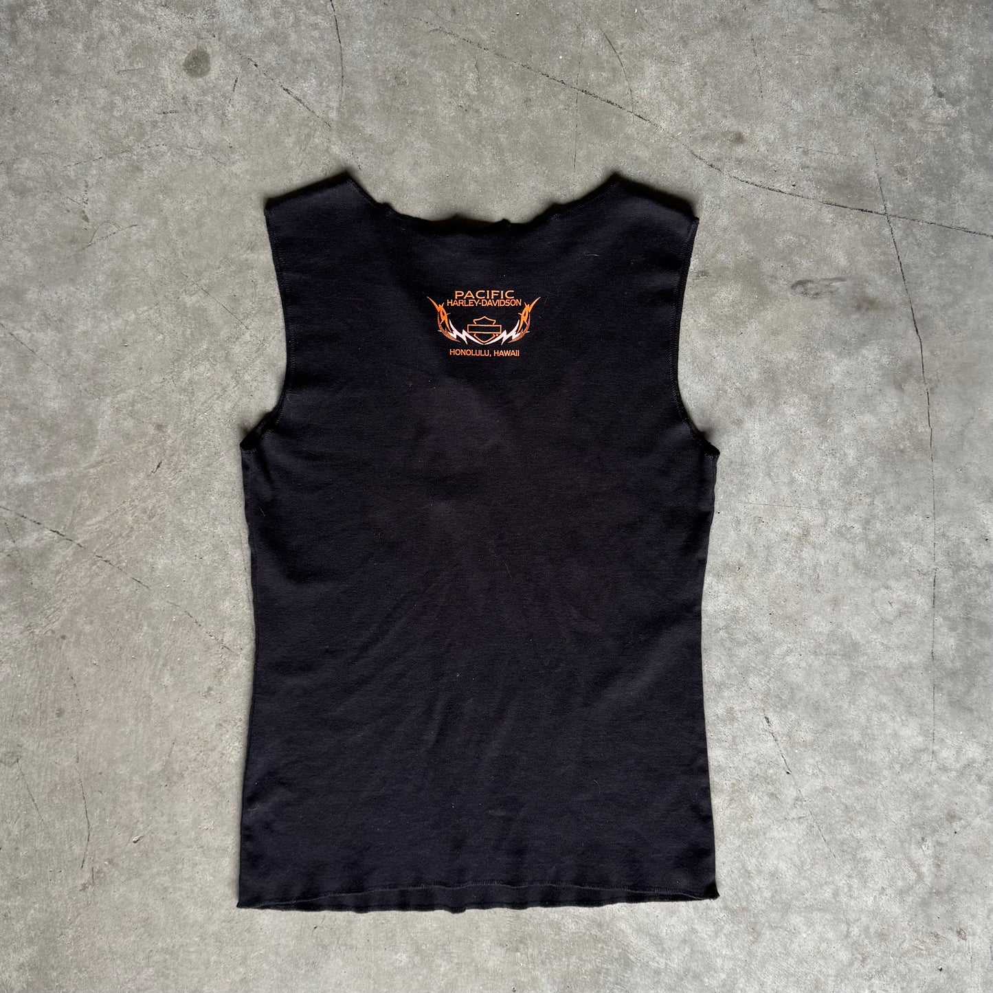 Women’s Y2K Harley Davidson Black/Orange Fairy Core Muscle Tank