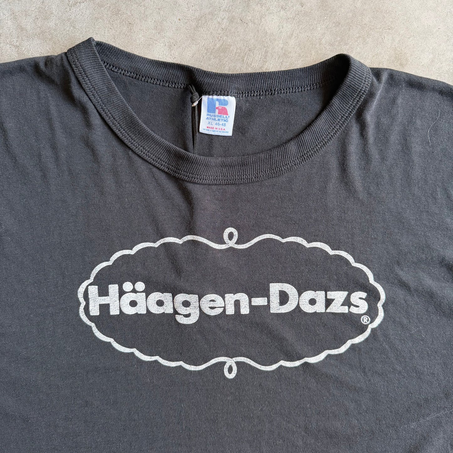 Vintage 80s Russell Häagen-Daz Black Employee T Shirt Black