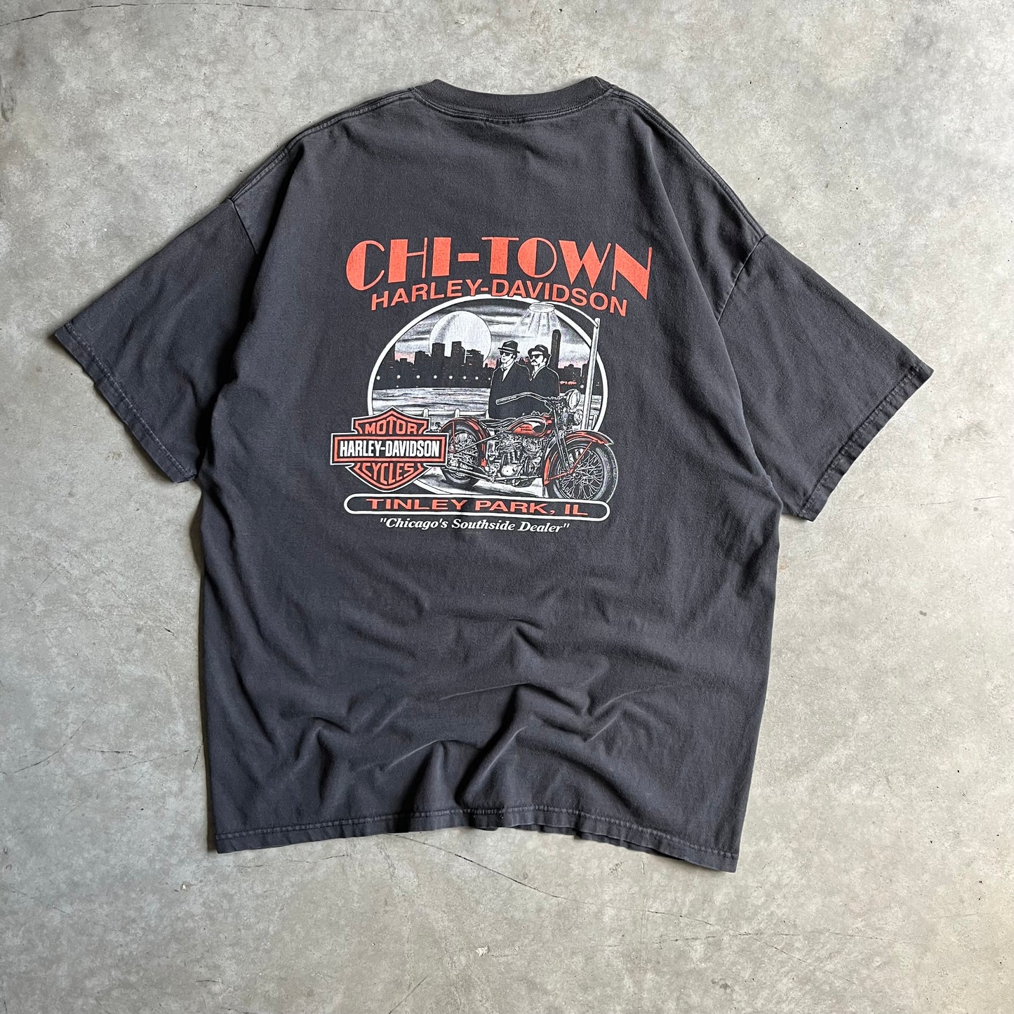 Vintage Harley Davidson Flame Emblem Chi Town T Shirt