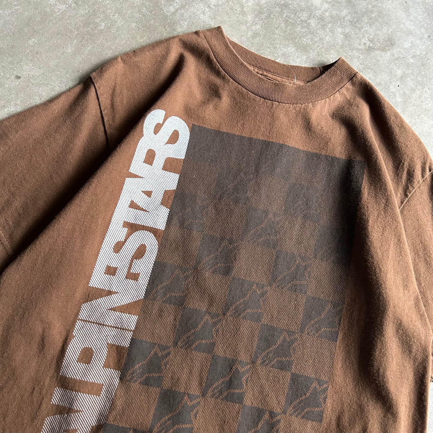 Vintage Alpinestars Brown Checkered Logo Tee