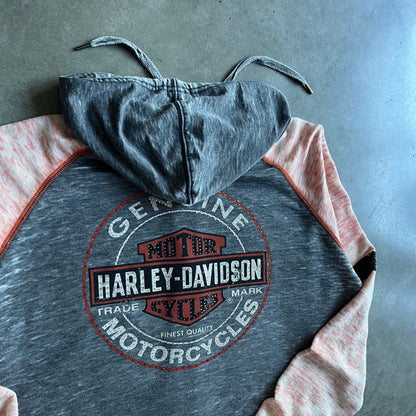 Y2K Harley Davison Women’s Rhinestone Logo Zip-Up