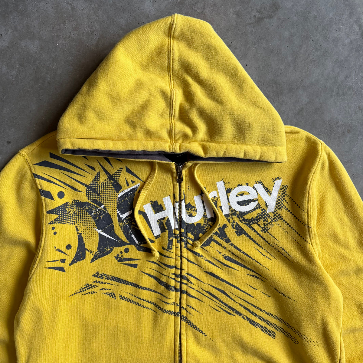 Y2K Hurley Yellow Spellout Zip Up