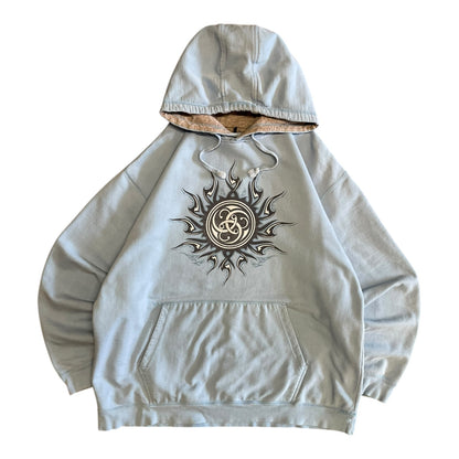 Y2K Surf Tribal Light Blue Distressed Hoodie
