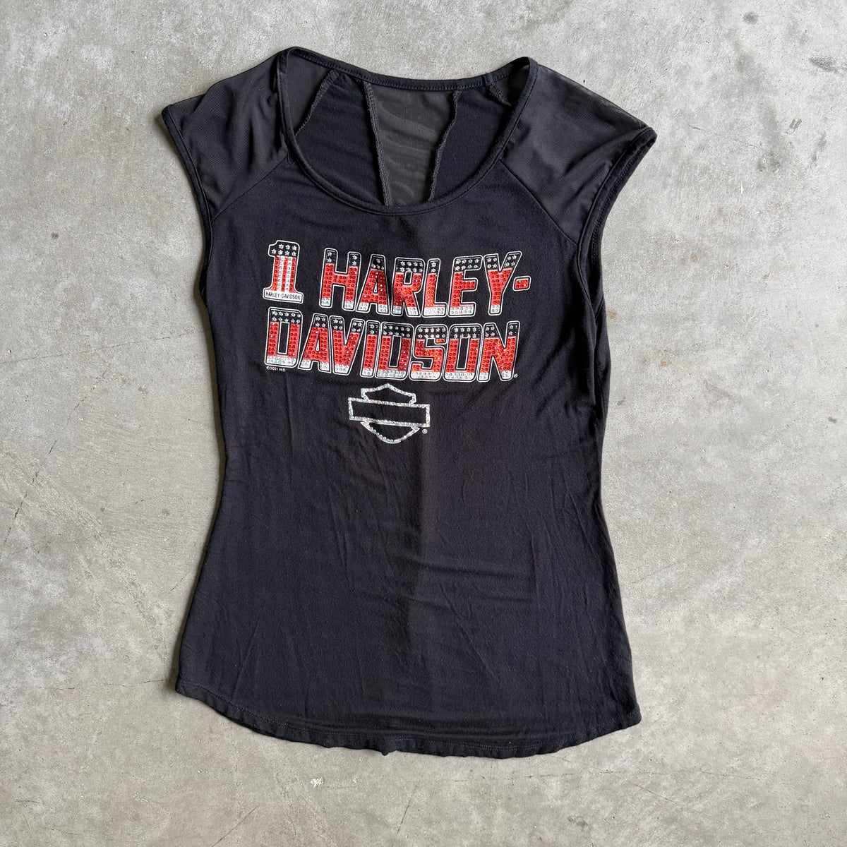 Women’s Harley Davidson Black Bling Spellout Tank