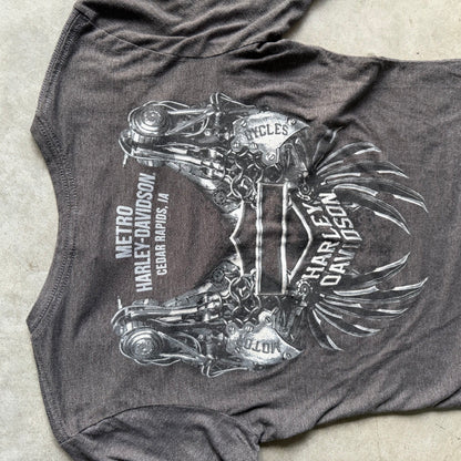 Women’s Harley Davidson Angel Wings Grey Fitted Long Sleeve