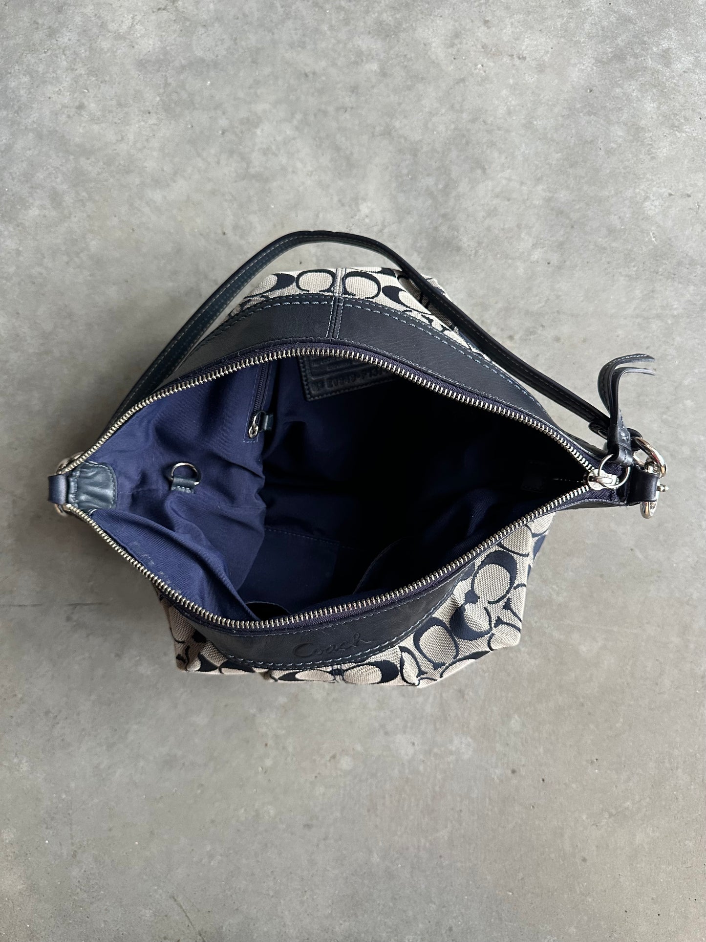 Coach Y2K Navy Blue Signature Ashley Hobo