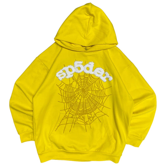 SP5DER Worldwide Rhinestone Yellow Web Suit Hoodie